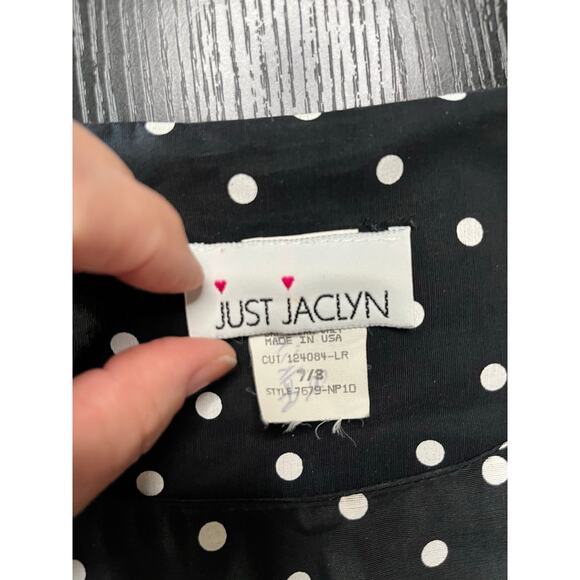 Vintage 90's Just Jacalyn Polka Dot Side Button Midi Dress - Picture 6 of 10
